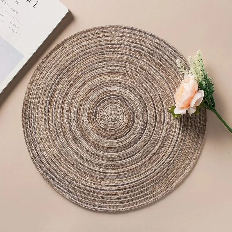 Tapis de Table Rond en Vinyle Tissé Individuel pour Décoration de Table, Lot de 1