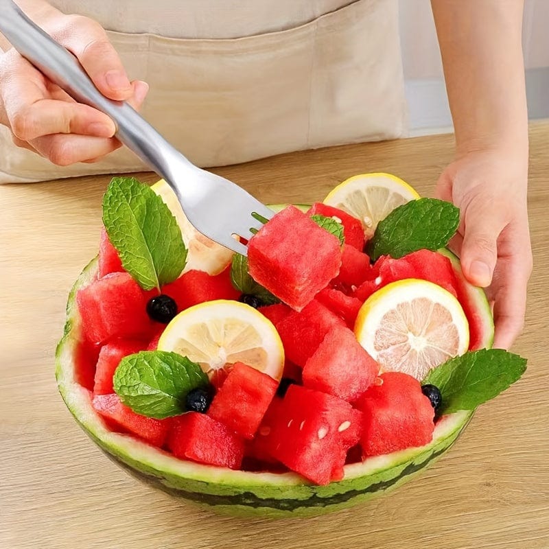 Trancheuse et évideur d'acier inoxydable pour pastèque - Outil de cuisine 2-en-1 pour découper facilement les fruits et légumes