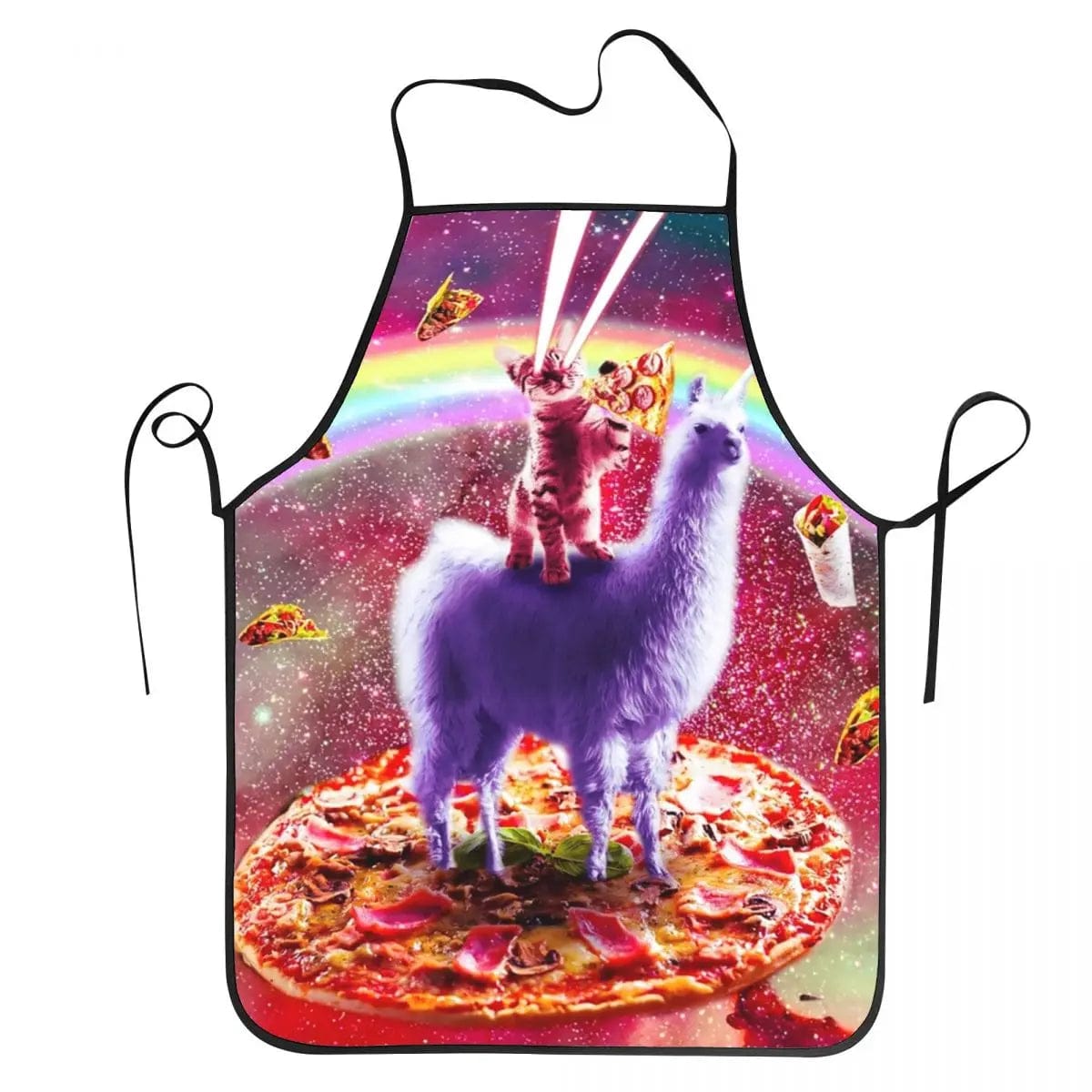 Tablier de Cuisine Unisexe Chat Pizza Espace Lama - Drôle et Original tablier