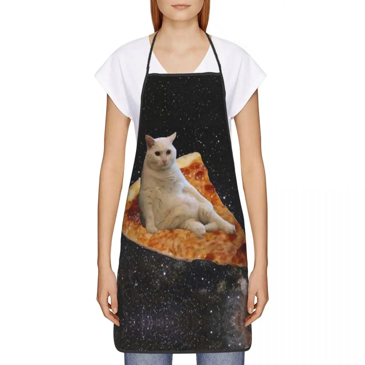 Tablier de Cuisine Unisexe Chat Pizza Espace Lama - Drôle et Original tablier