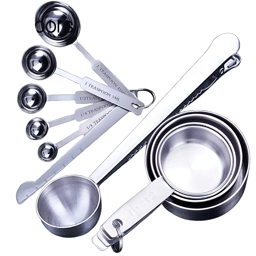 Set Tasses et Cuillères à Mesurer Inox – 8, 10 ou 11 Pièces
