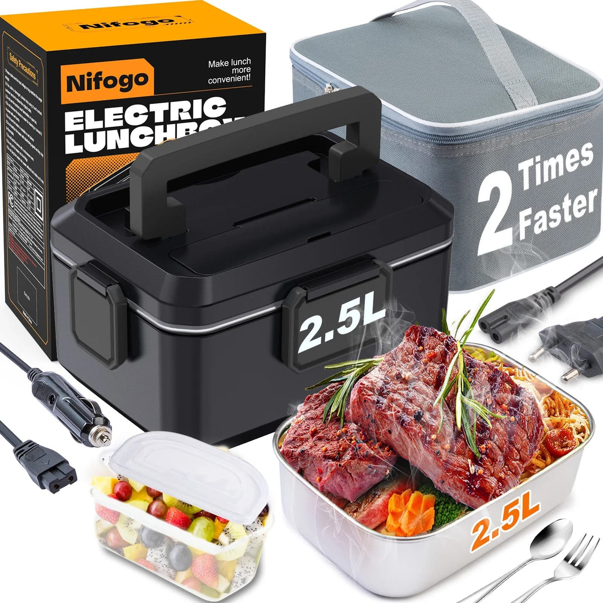 LunchBox Électrique Chauffante 80W - 1,5 à 2,5 litres lunchboxchauf