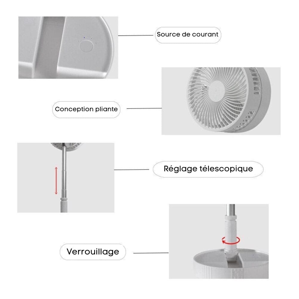 Ventilateur portable rétractable sans fil