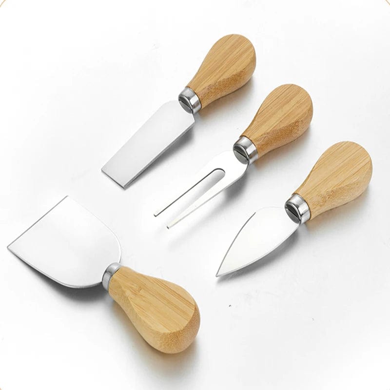 Ensemble de couteaux à fromage en acier inoxydable avec manche en chêne