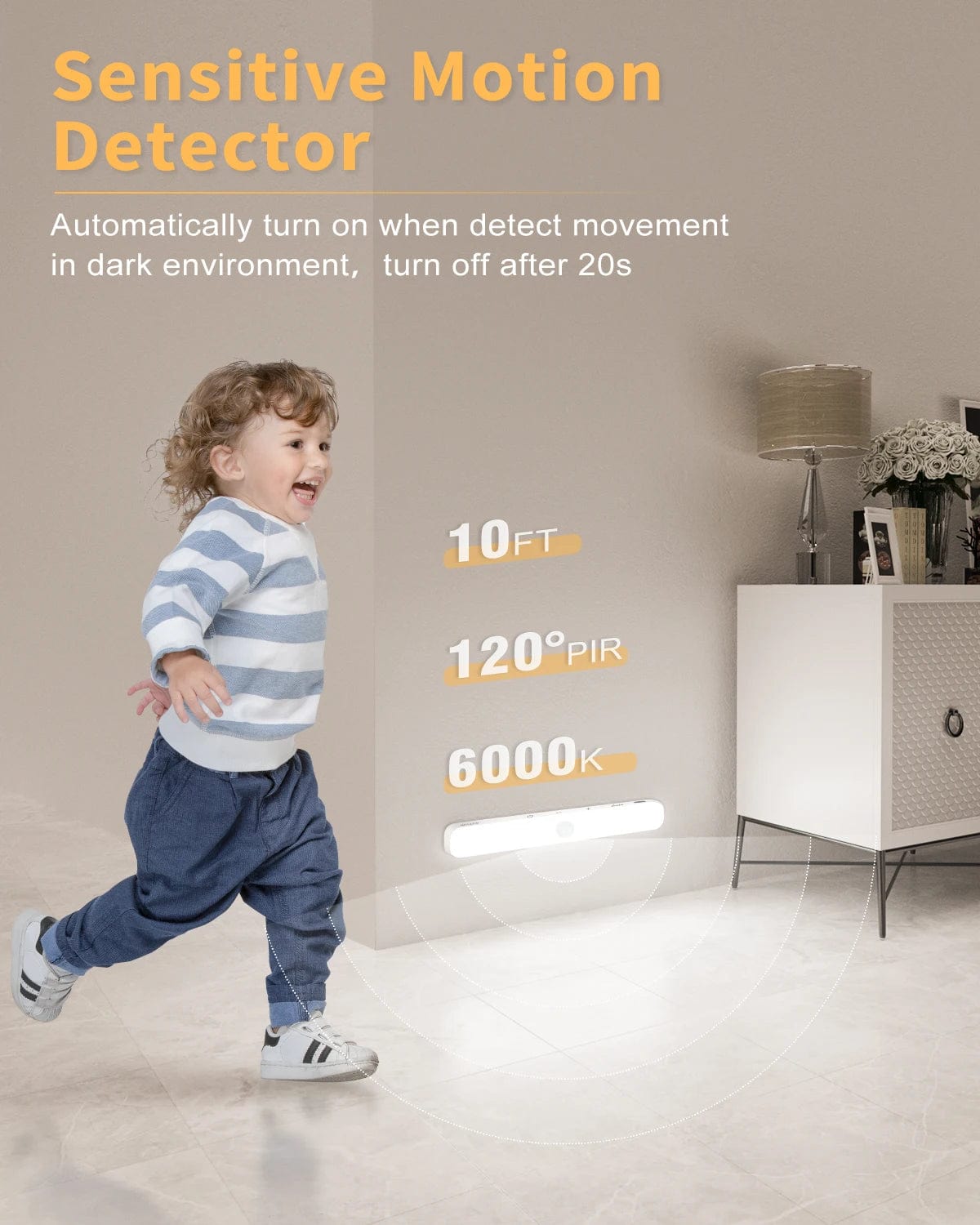 Éclairage de Placard à Détecteur de Mouvement LED Rechargeable Wireless