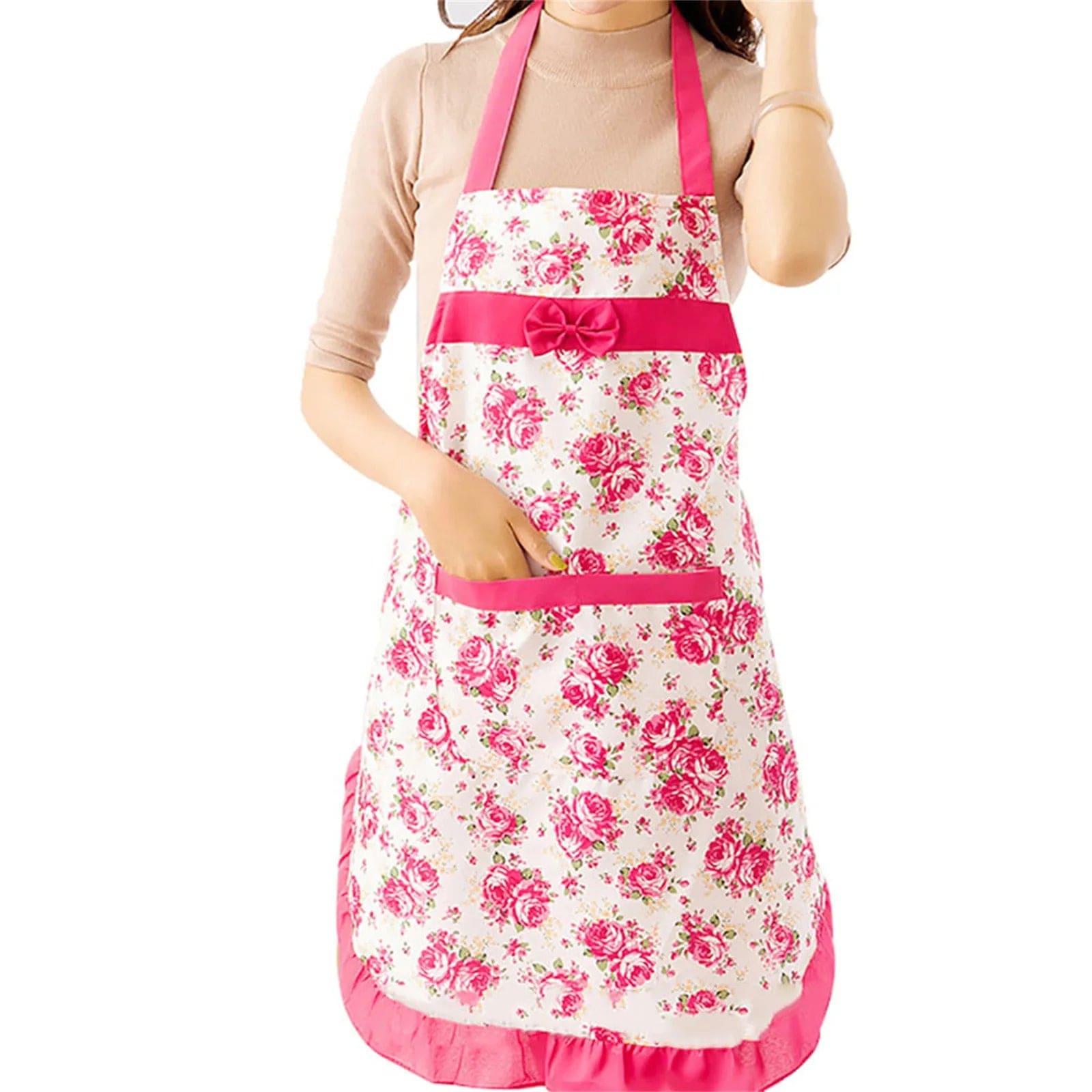 Tablier de cuisine imperméable pour femme avec poches - Floral et ajustable tablier